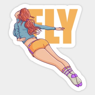 Flying Girl Sticker